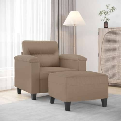 Fotelja s tabureom boja cappuccina 60 cm od umjetne kože - Boja cappuccina Cijena