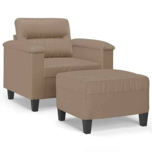Fotelja s tabureom boja cappuccina 60 cm od umjetne kože - Boja cappuccina Cijena