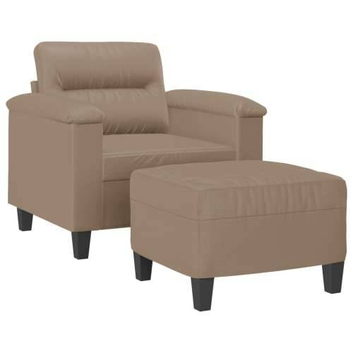 Fotelja s tabureom boja cappuccina 60 cm od umjetne kože - Boja cappuccina Cijena