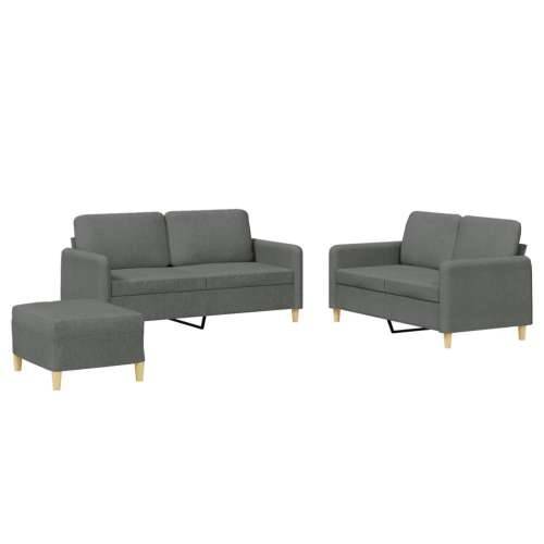3-dijelni set sofa s jastucima tamnosivi od tkanine - Tamno siva S osloncem za noge Cijena