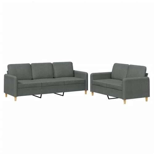 2-dijelni set sofa s jastucima tamnosivi od tkanine - Tamno siva Bez oslonca za noge Cijena