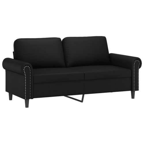 2-dijelni set sofa s jastucima crni od umjetne kože - Crna Bez oslonca za noge Cijena