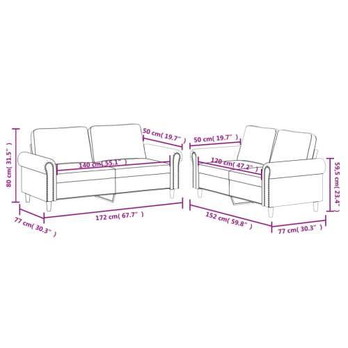 2-dijelni set sofa s jastucima crni od umjetne kože - Crna Bez oslonca za noge Cijena