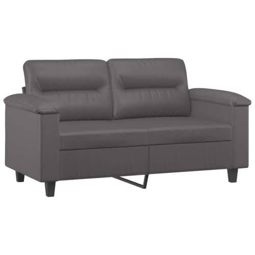 3-dijelni set sofa s jastucima sivi od umjetne kože - Siva s jastucima i tabureom Cijena