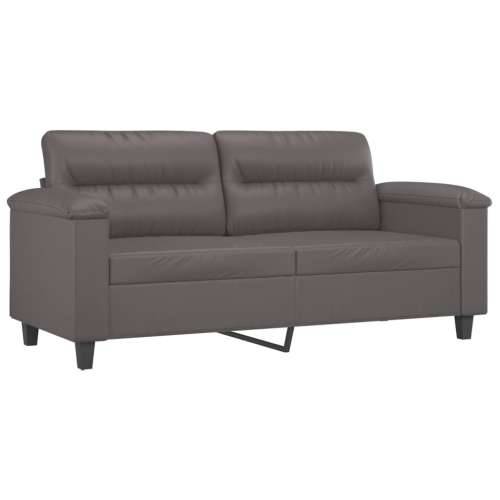 3-dijelni set sofa s jastucima sivi od umjetne kože - Siva s jastucima i tabureom Cijena