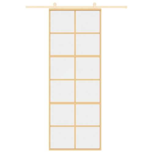 Klizna vrata zlatna 76x205 cm prozirno staklo ESG i aluminij - Zlatno 76 x 205 cm 1 Rešetke 6 x 2 Cijena
