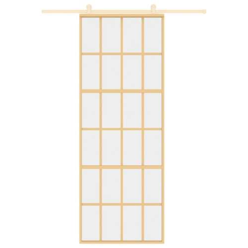Klizna vrata zlatna 76x205 cm prozirno staklo ESG i aluminij - Zlatno 76 x 205 cm 1 Rešetke 6 x 4 Cijena