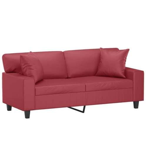 Dvosjed s ukrasnim jastucima boja vina 140 cm oumjetne kože - boja crnog vina 140 cm Cijena