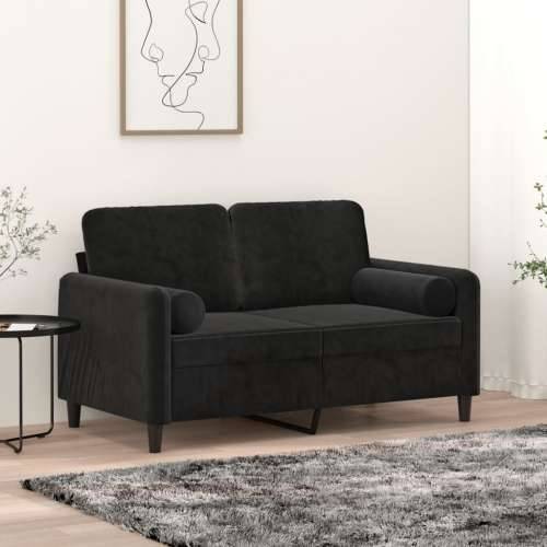 Dvosjed s ukrasnim jastucima crni 120 cm baršunasti - Crna 120 cm Cijena
