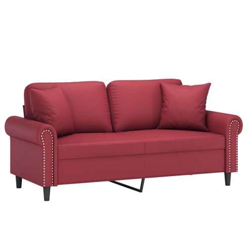 Dvosjed s ukrasnim jastucima boja vina 140 cm oumjetne kože - boja crnog vina 140 cm Cijena