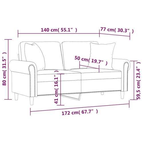 Dvosjed s ukrasnim jastucima boja vina 140 cm oumjetne kože - boja crnog vina 140 cm Cijena