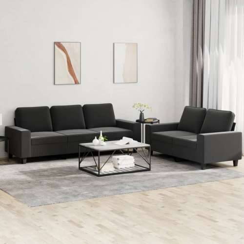 2-dijelni set sofa crni od tkanine - Crna s jastučićima Cijena