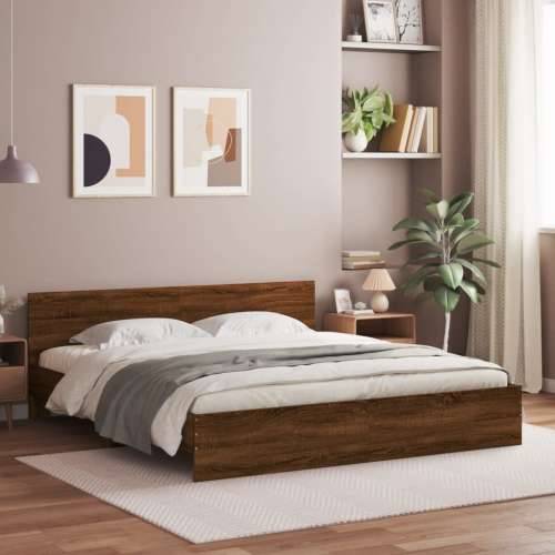 Okvir kreveta s uzglavljem boja smeđeg hrasta 160x200 cm - Smeđi hrast 160 x 200 cm Cijena