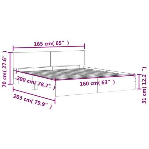 Okvir kreveta s uzglavljem boja smeđeg hrasta 160x200 cm - Smeđi hrast 160 x 200 cm Cijena