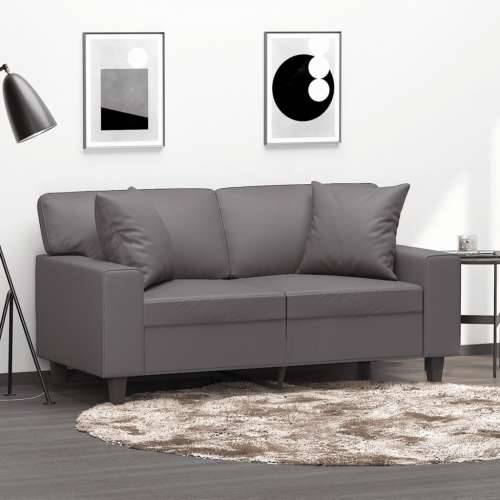 Dvosjed s ukrasnim jastucima sivi 120 cm od umjetne kože - Siva 120 cm Cijena