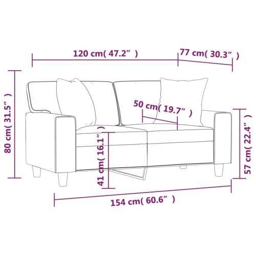 Dvosjed s ukrasnim jastucima sivi 120 cm od umjetne kože - Siva 120 cm Cijena