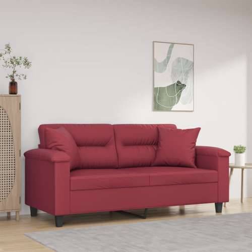 Dvosjed s ukrasnim jastucima boja vina 140 cm oumjetne kože - boja crnog vina 140 cm Cijena