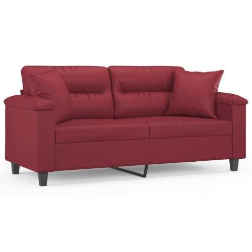 Dvosjed s ukrasnim jastucima boja vina 140 cm oumjetne kože - boja crnog vina 140 cm Cijena