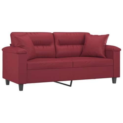 Dvosjed s ukrasnim jastucima boja vina 140 cm oumjetne kože - boja crnog vina 140 cm Cijena