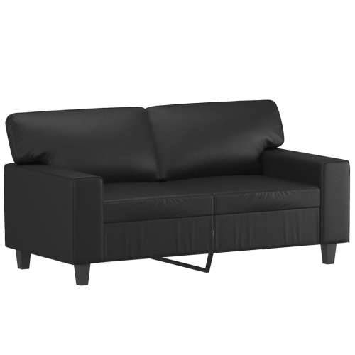 3-dijelni set sofa s jastucima crna od umjetne kože - Crna s jastucima i tabureom Cijena