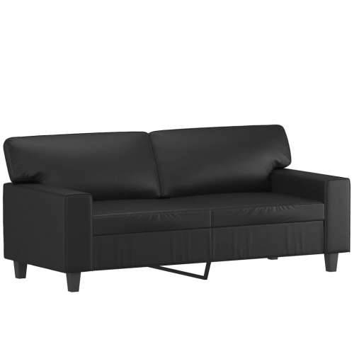 3-dijelni set sofa s jastucima crna od umjetne kože - Crna s jastucima i tabureom Cijena