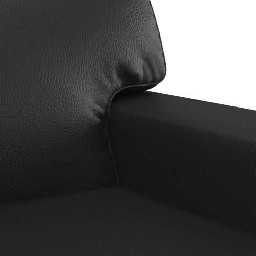 3-dijelni set sofa s jastucima crna od umjetne kože - Crna s jastucima i tabureom Cijena