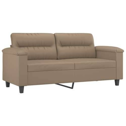2-dijelni set sofa s jastucima boja cappuccina od umjetne kože - Boja cappuccina s jastučićima Cijena