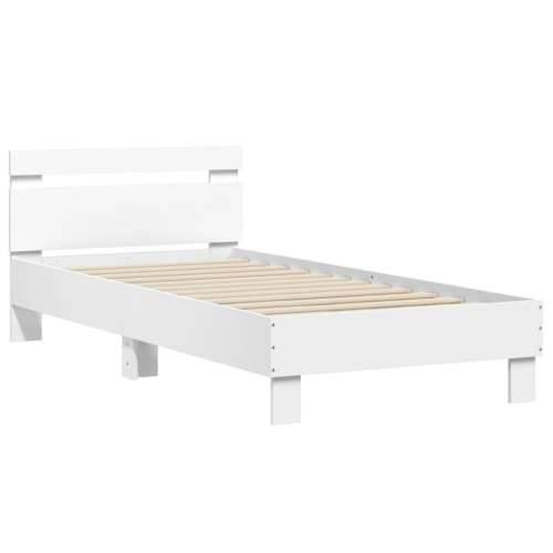 Okvir kreveta s uzglavljem bijeli 90 x 200 cm konstruirano drvo - Bijela 90 x 200 cm Cijena