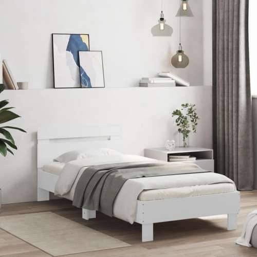 Okvir kreveta s uzglavljem bijeli 90 x 200 cm konstruirano drvo - Bijela 90 x 200 cm Cijena