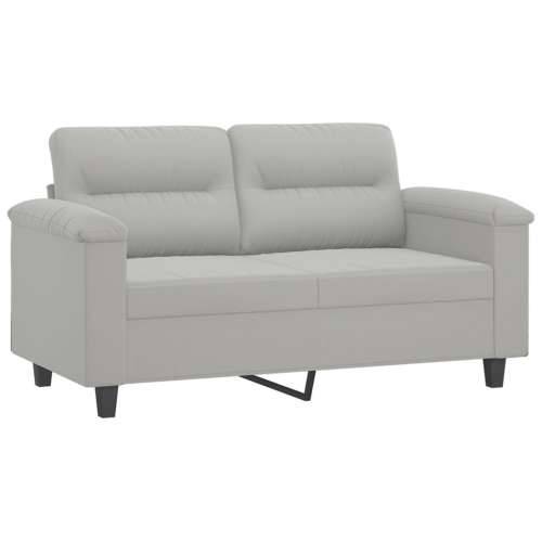 2-dijelni set sofa s jastucima svjetlosivi od mikrovlakana - Svjetlosiva Bez oslonca za noge Cijena