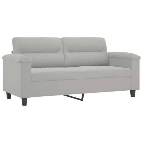 2-dijelni set sofa s jastucima svjetlosivi od mikrovlakana - Svjetlosiva Bez oslonca za noge Cijena