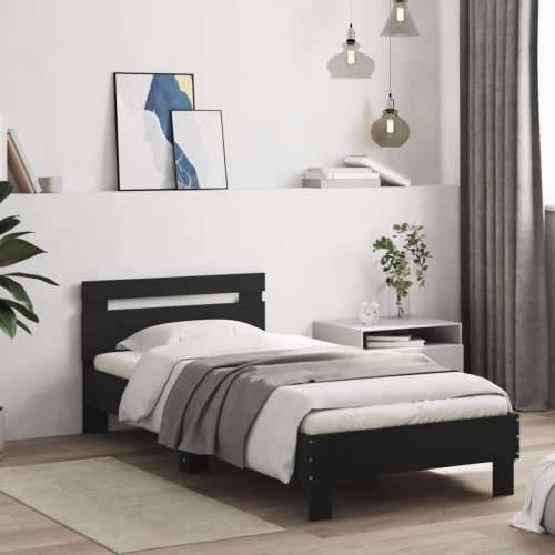 Okvir kreveta s uzglavljem crni 90 x 200 cm konstruirano drvo - Crna 90 x 200 cm Cijena
