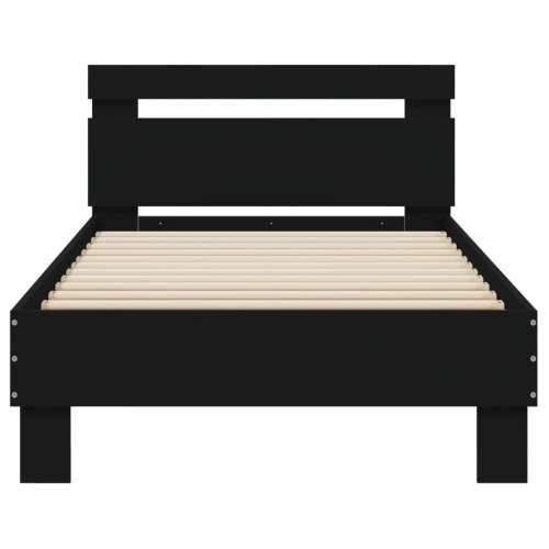 Okvir kreveta s uzglavljem crni 90 x 200 cm konstruirano drvo - Crna 90 x 200 cm Cijena