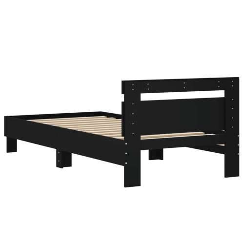 Okvir kreveta s uzglavljem crni 90 x 200 cm konstruirano drvo - Crna 90 x 200 cm Cijena