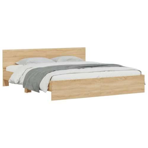 Okvir kreveta s uzglavljem boja hrasta 160 x 200 cm - sonoma hrast 160 x 200 cm Cijena