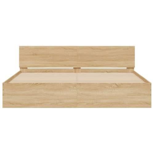 Okvir kreveta s uzglavljem boja hrasta 160 x 200 cm - sonoma hrast 160 x 200 cm Cijena