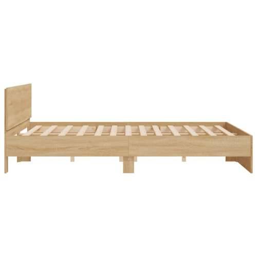 Okvir kreveta s uzglavljem boja hrasta 160 x 200 cm - sonoma hrast 160 x 200 cm Cijena