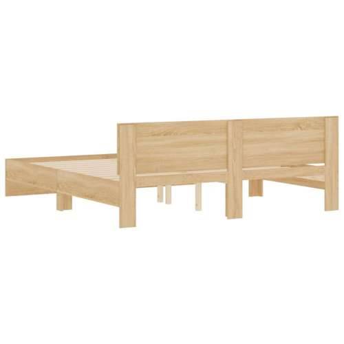 Okvir kreveta s uzglavljem boja hrasta 160 x 200 cm - sonoma hrast 160 x 200 cm Cijena