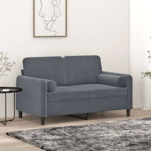 Dvosjed s ukrasnim jastucima tamnosivi 120 cm baršunasti - Tamno siva 120 cm Cijena
