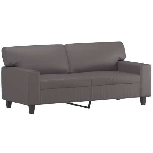 3-dijelni set sofa s jastucima sivi od umjetne kože - Siva s jastucima i tabureom Cijena