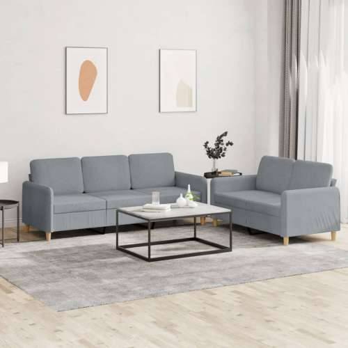 2-dijelni set sofa s jastucima svjetlosivi od tkanine - Svjetlosiva Bez oslonca za noge Cijena