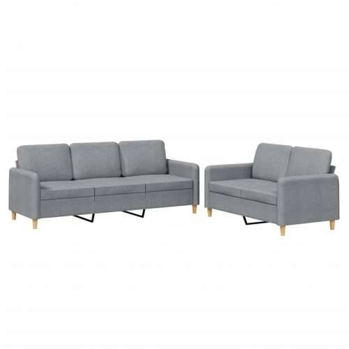 2-dijelni set sofa s jastucima svjetlosivi od tkanine - Svjetlosiva Bez oslonca za noge Cijena