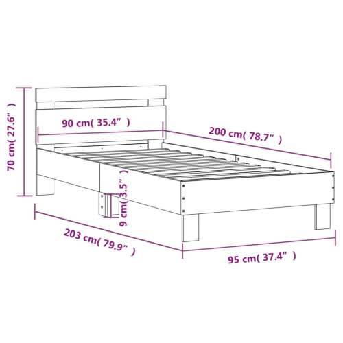 Okvir za krevet s uzglavljem boja hrasta 90x200 cm drveni - sonoma hrast 90 x 200 cm Cijena