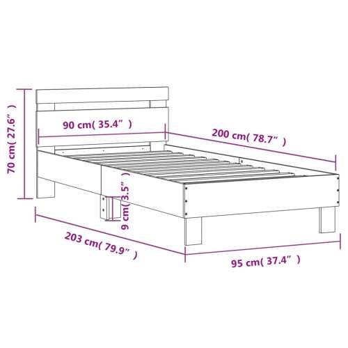 Okvir kreveta bez madraca s uzglavljem boja hrasta 90x200 cm - Dimljeni hrast 90 x 200 cm Cijena