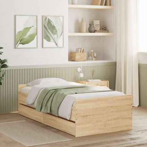 Okvir kreveta s ladicama boja hrasta 100 x 200 cm - sonoma hrast 100 x 200 cm Cijena