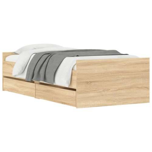 Okvir kreveta s ladicama boja hrasta 100 x 200 cm - sonoma hrast 100 x 200 cm Cijena