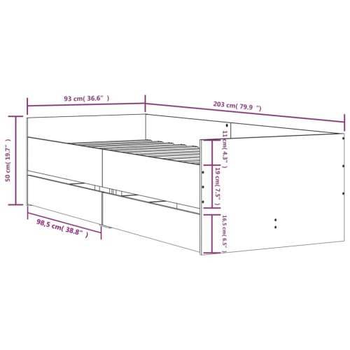 Okvir kreveta s ladicama boja smeđeg hrasta 90x200 cm - Smeđi hrast 90 x 200 cm Cijena