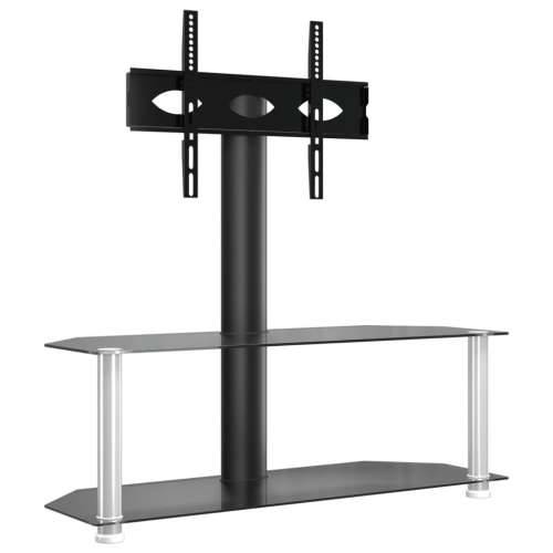 Kutni TV stalak s 2 razine za 32 - 70 inča crno-srebrni - Crna i srebrna 1 101 cm 110 cm Cijena