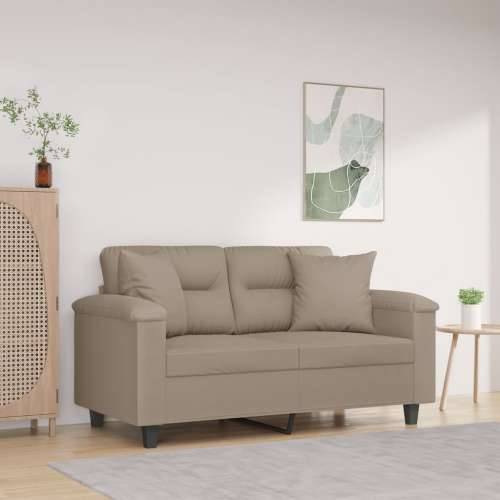 Dvosjed s jastucima smeđesivi 120 cm tkanina od mikrovlakana - Sivo-smeđa 120 cm Cijena