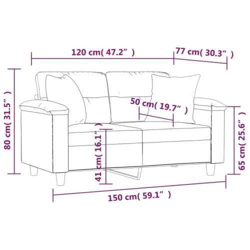 Dvosjed s jastucima crni 120 cm od mikrovlakana - Crna 120 cm Cijena